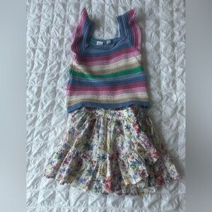 GAP Kids Multicolor Crochet shirt and Floral Skirt